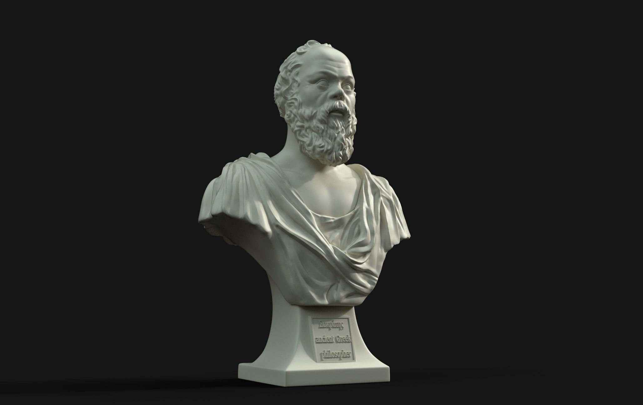 Socrates bust of man with beard 3D print model_12