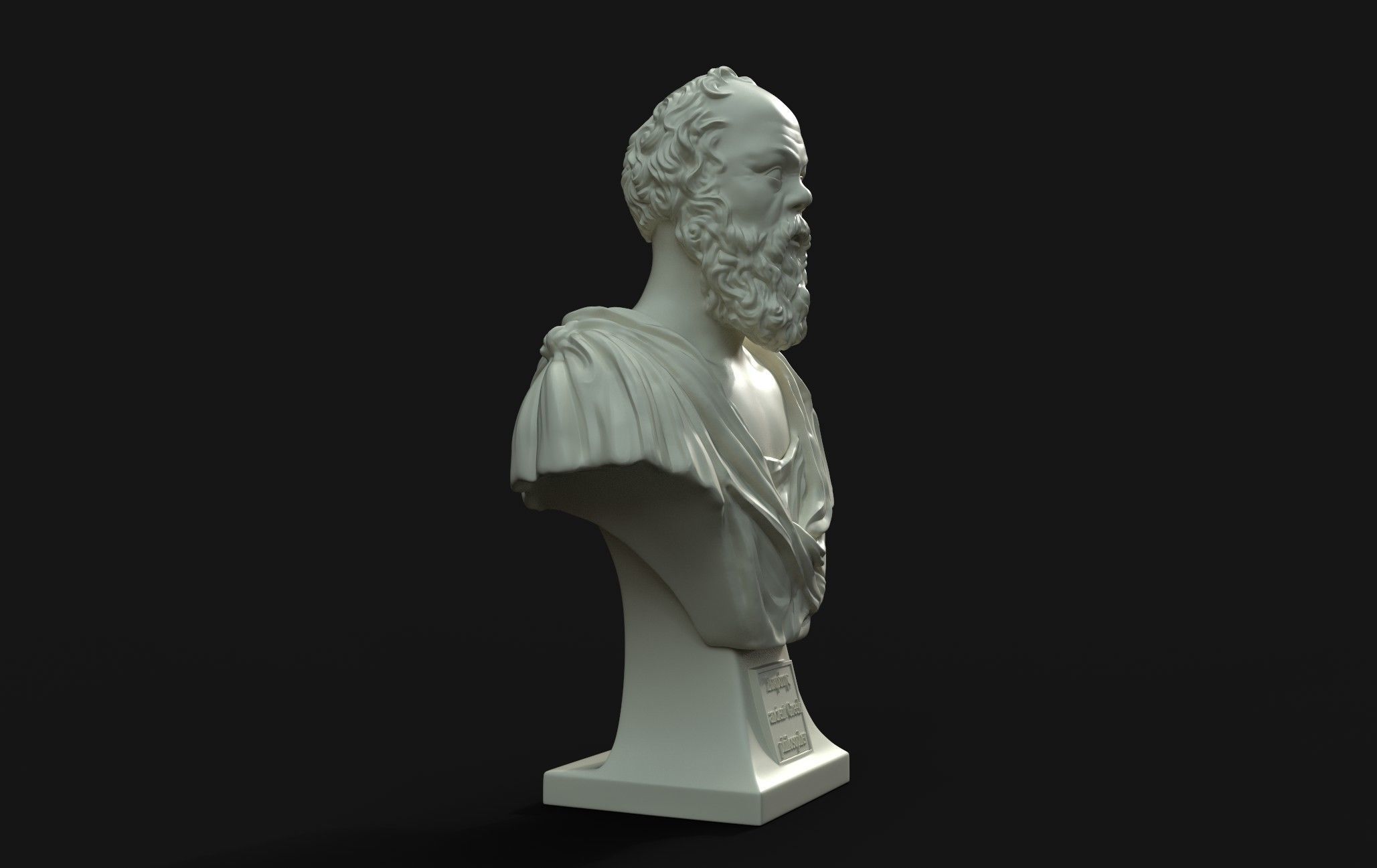 Socrates bust of man with beard 3D print model_11