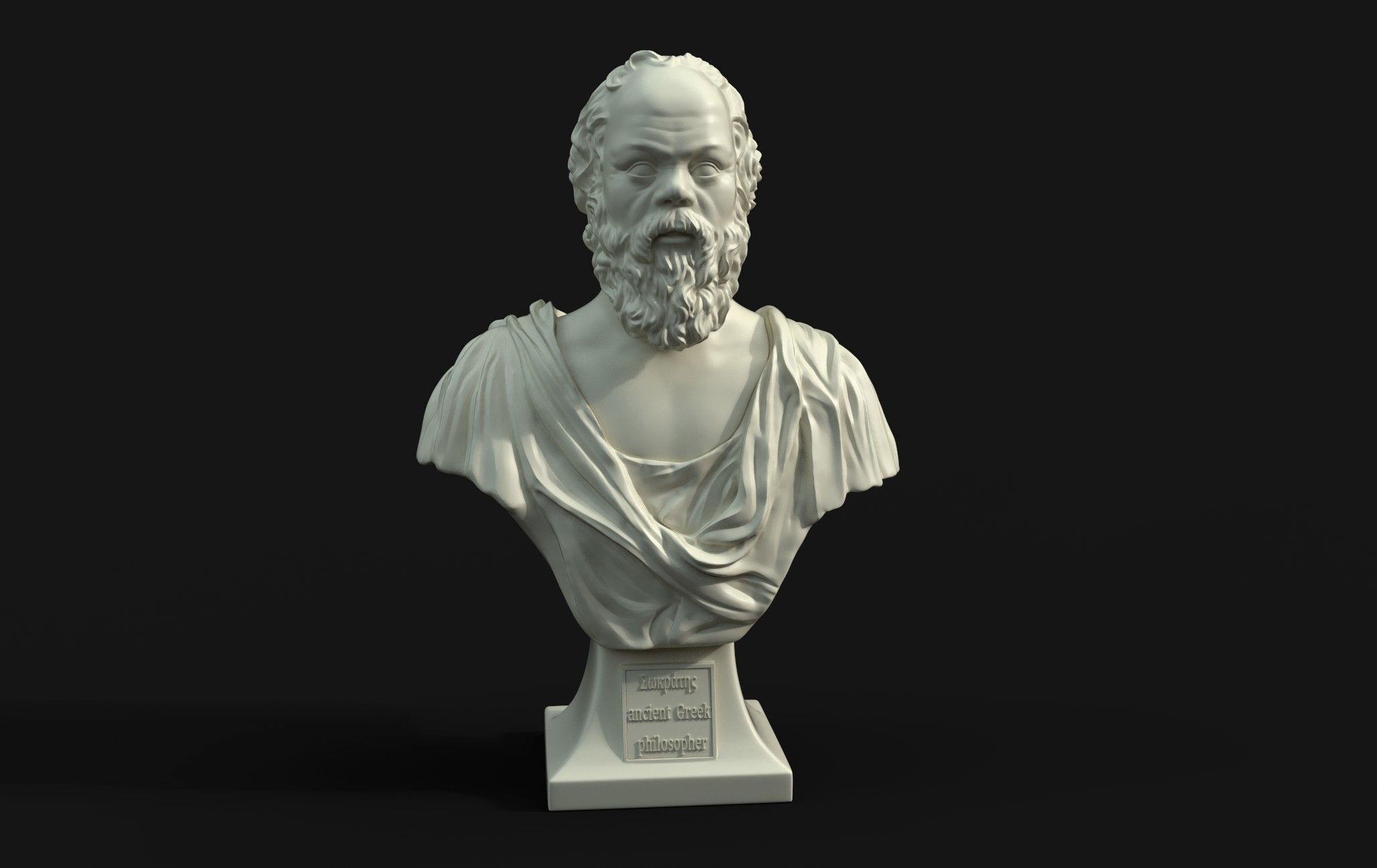 Socrates bust of man with beard 3D print model_6