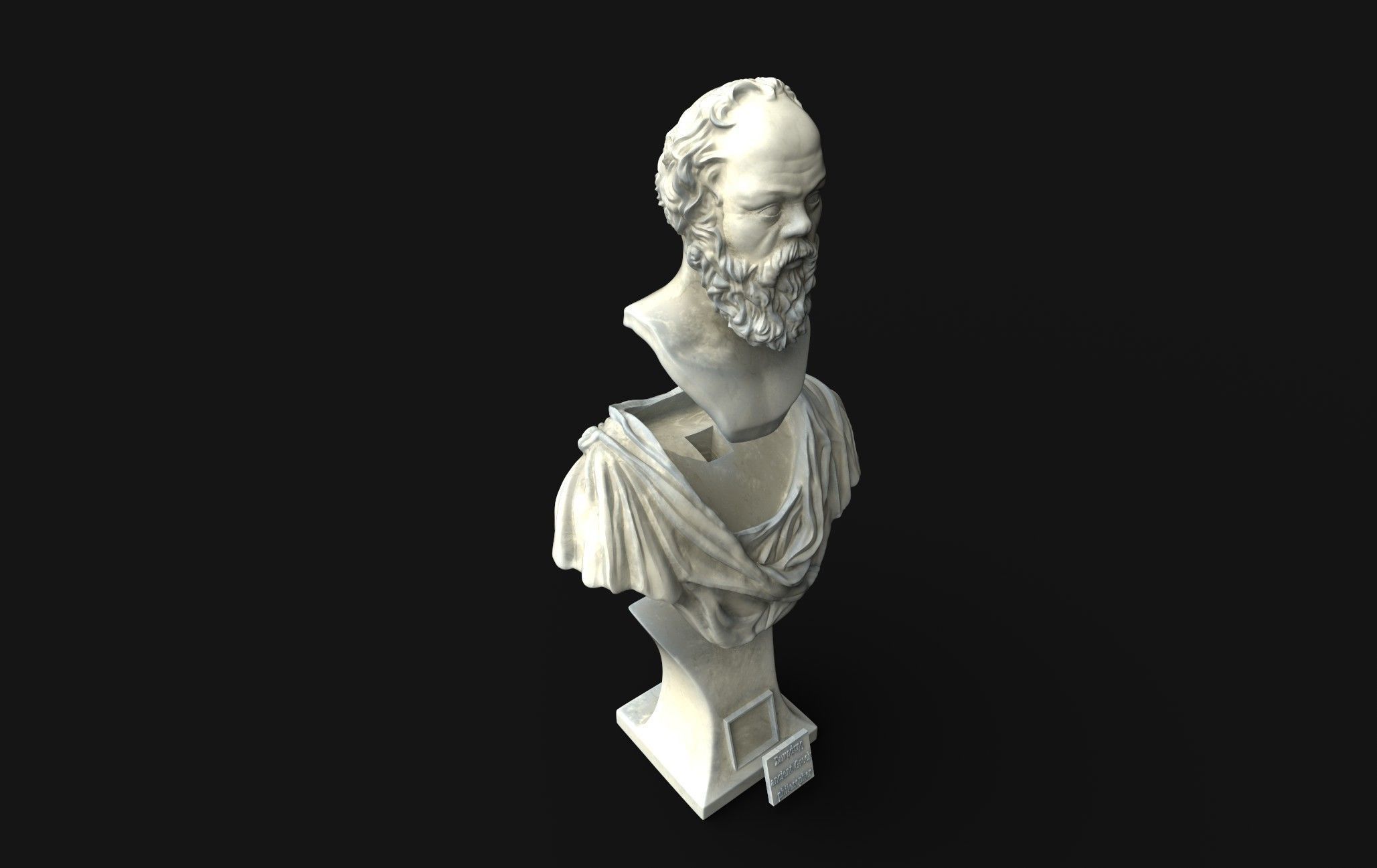 Socrates bust of man with beard 3D print model_15