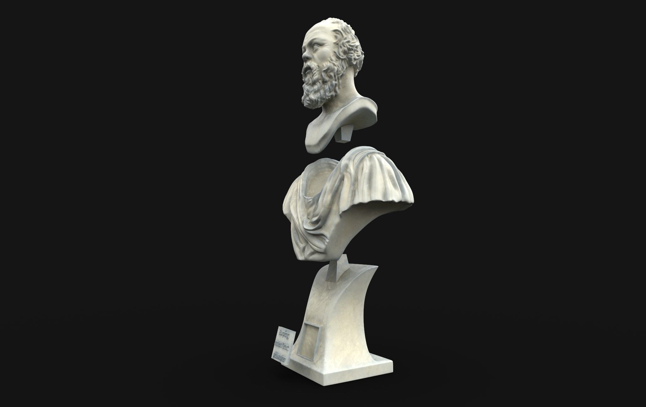 Socrates bust of man with beard 3D print model_3