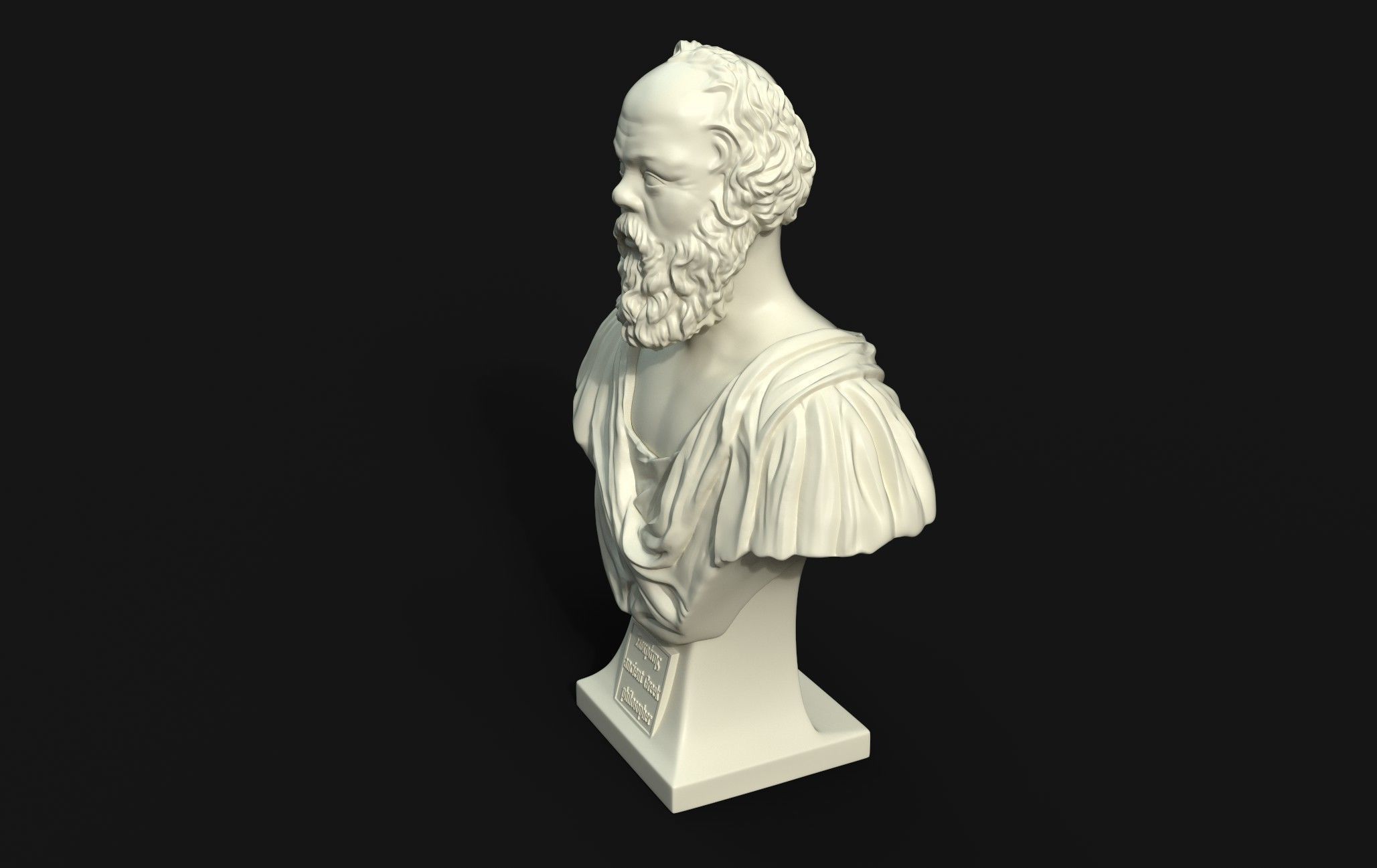 Socrates bust of man with beard 3D print model_8
