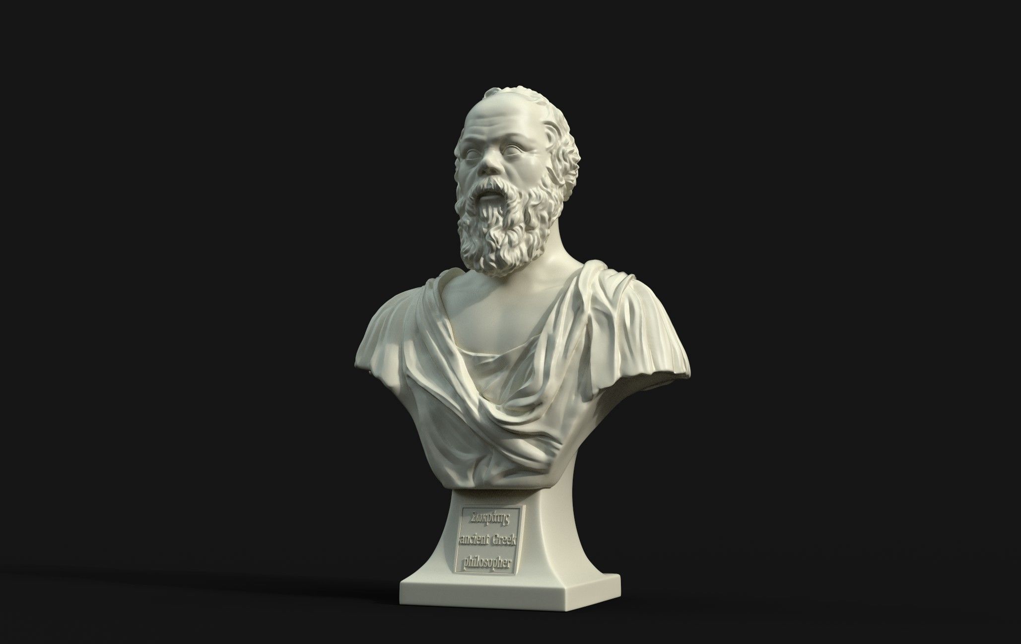 Socrates bust of man with beard 3D print model_2