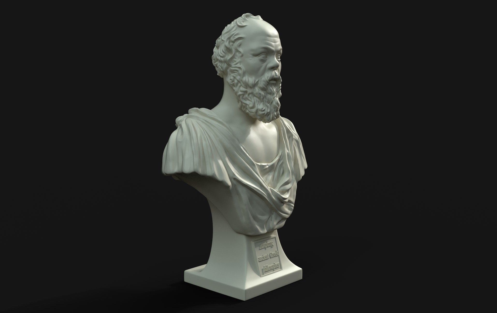 Socrates bust of man with beard 3D print model_4