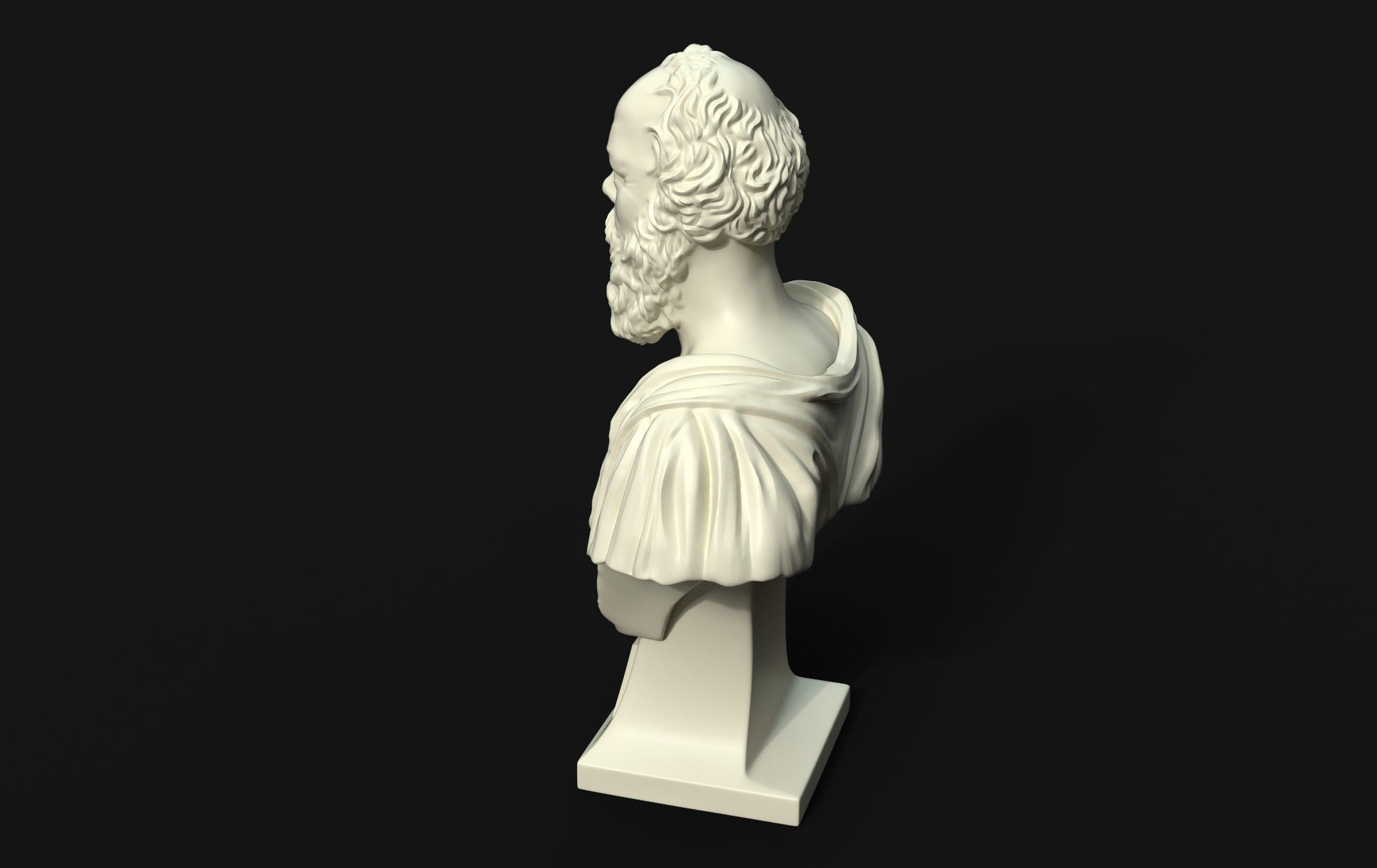 Socrates bust of man with beard 3D print model_9