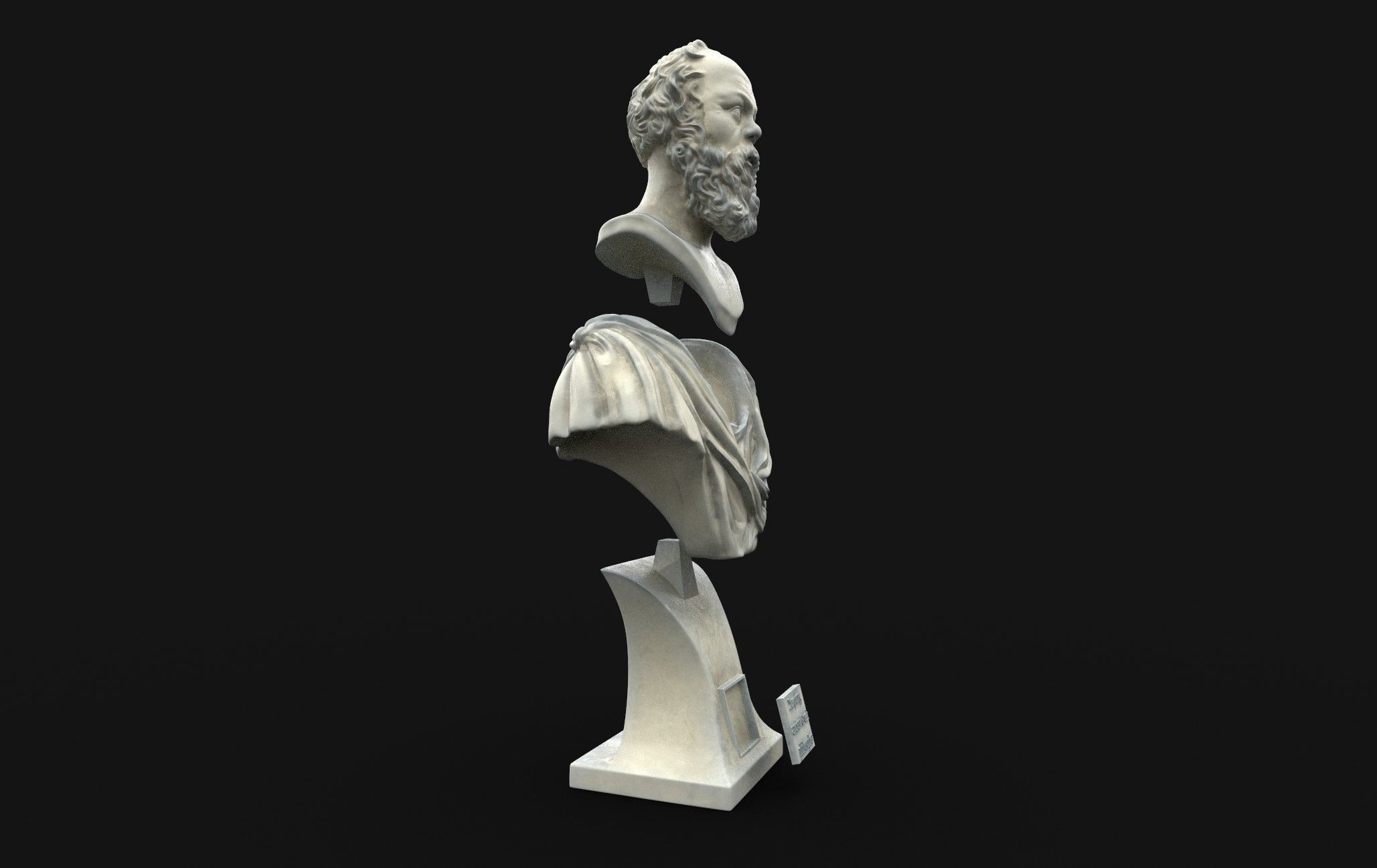 Socrates bust of man with beard 3D print model_13