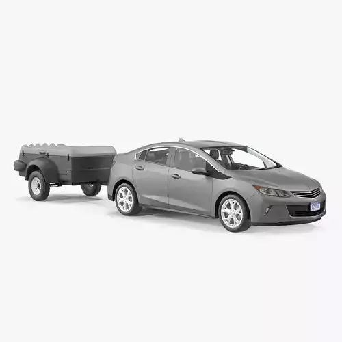 Enclosed Mini Cargo Trailer with Car Generic 3D model
