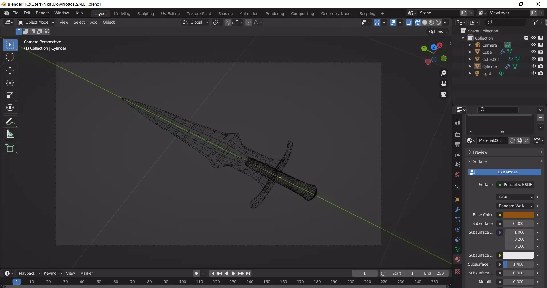 Sword low-poly Low-poly 3D model_0