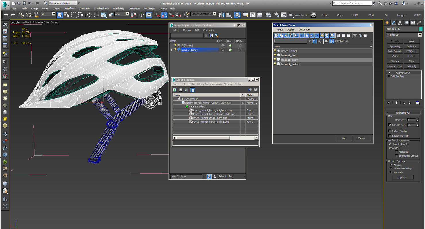 Modern Bicycle Helmet Generic 3D model_15