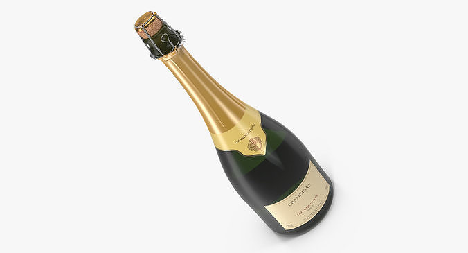 French Champagne Bottle Generic Foil Top Opened 3D model 2