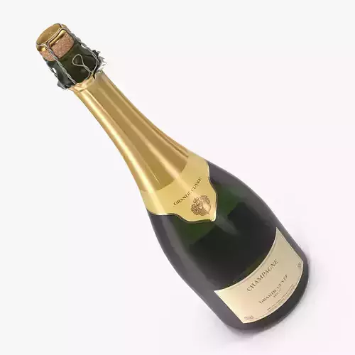 French Champagne Bottle Generic Foil Top Opened 3D model