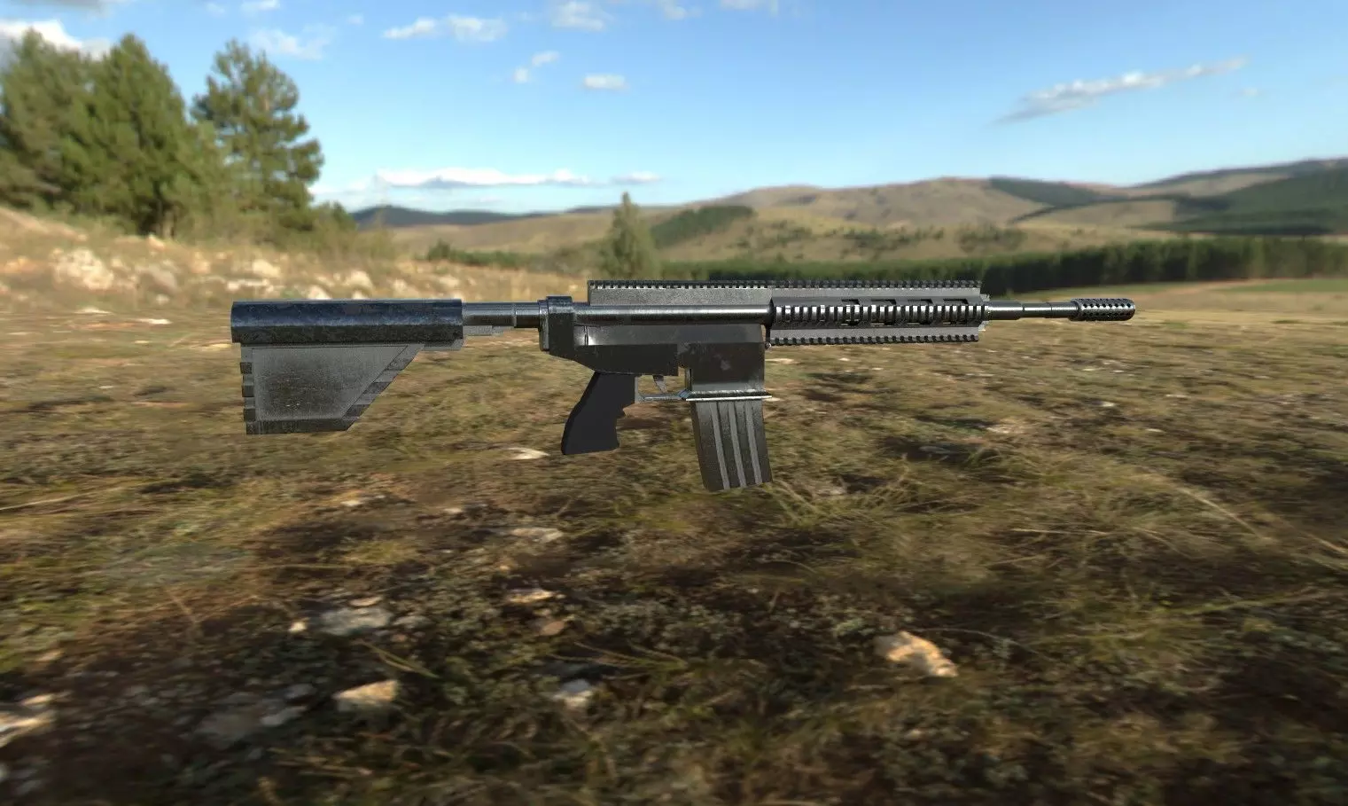 model low poly revolver Low-poly 3D model_0