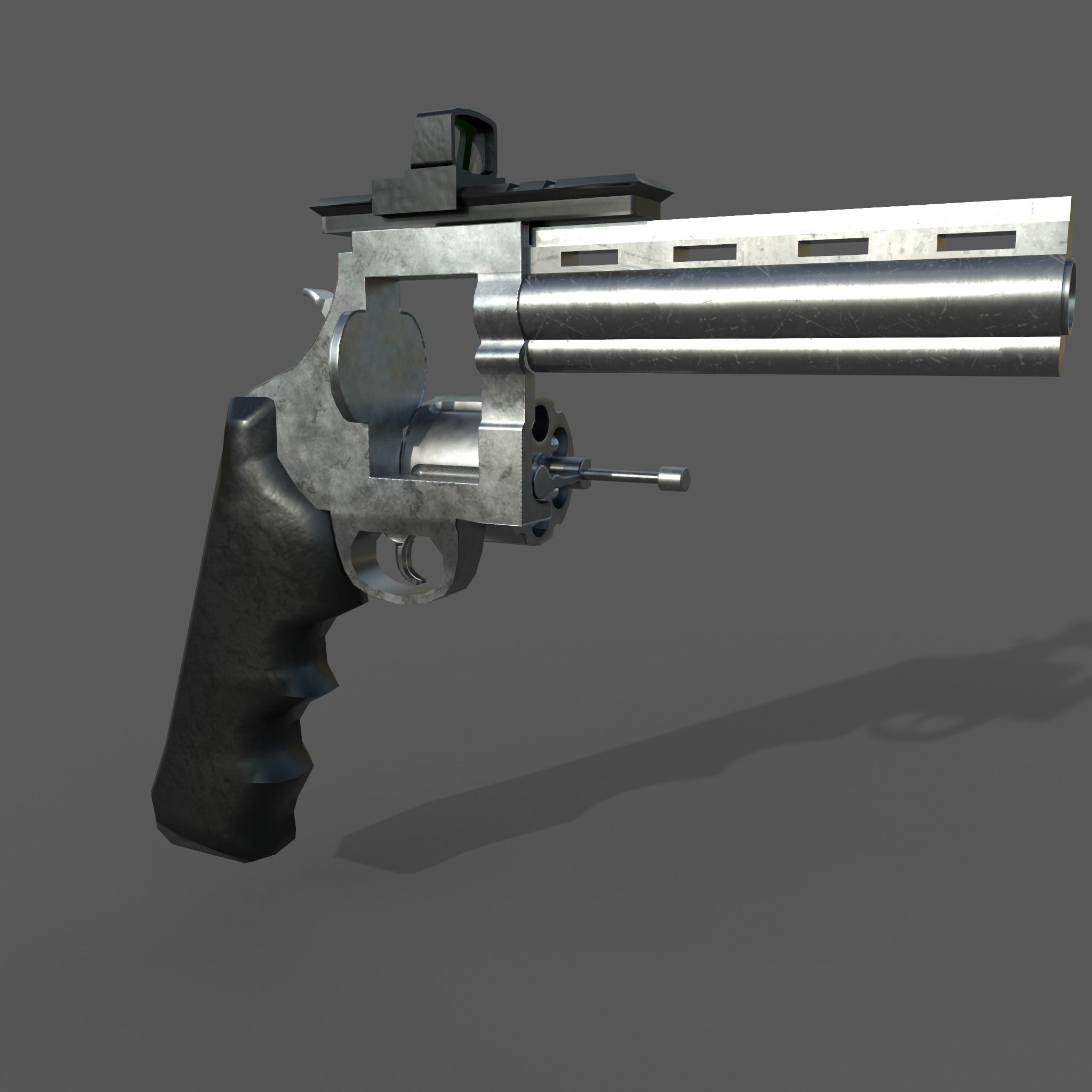 model low poly revolver Low-poly 3D model_1