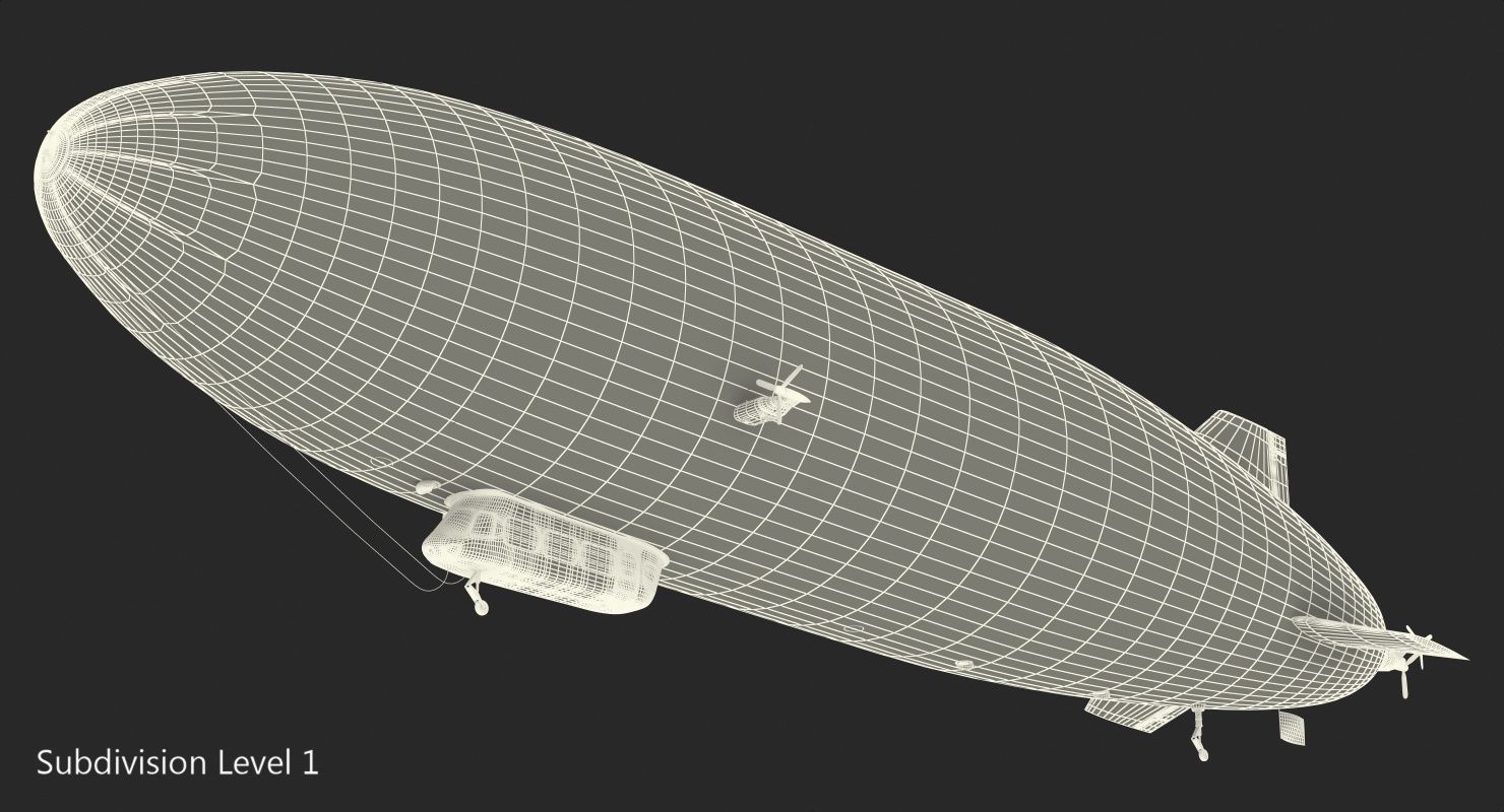 Blimp Airship Generic Rigged 3D model_19