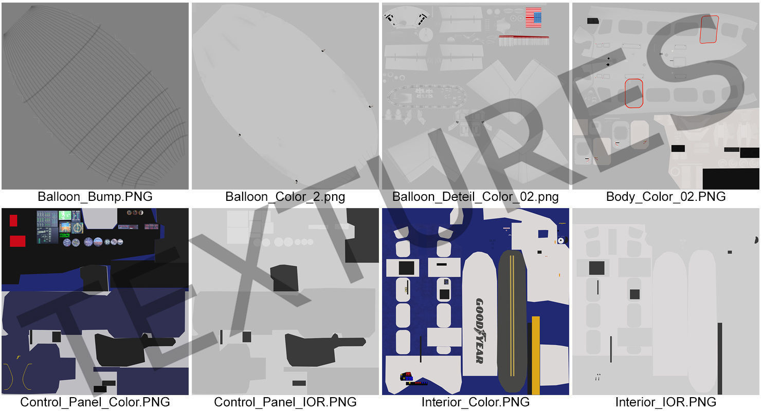 Blimp Airship Generic Rigged 3D model_21