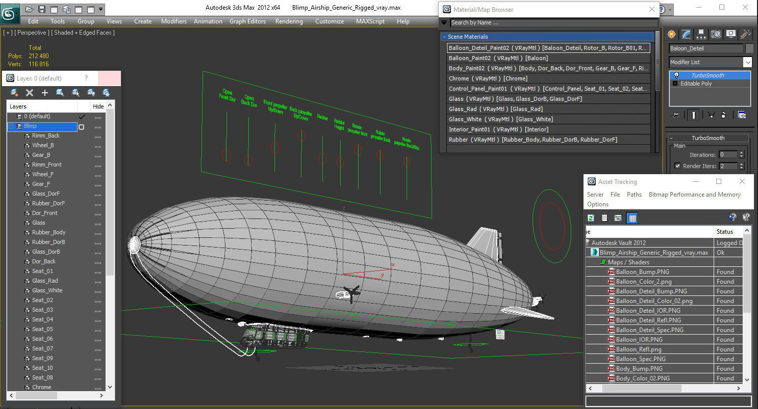 Blimp Airship Generic Rigged 3D model_22