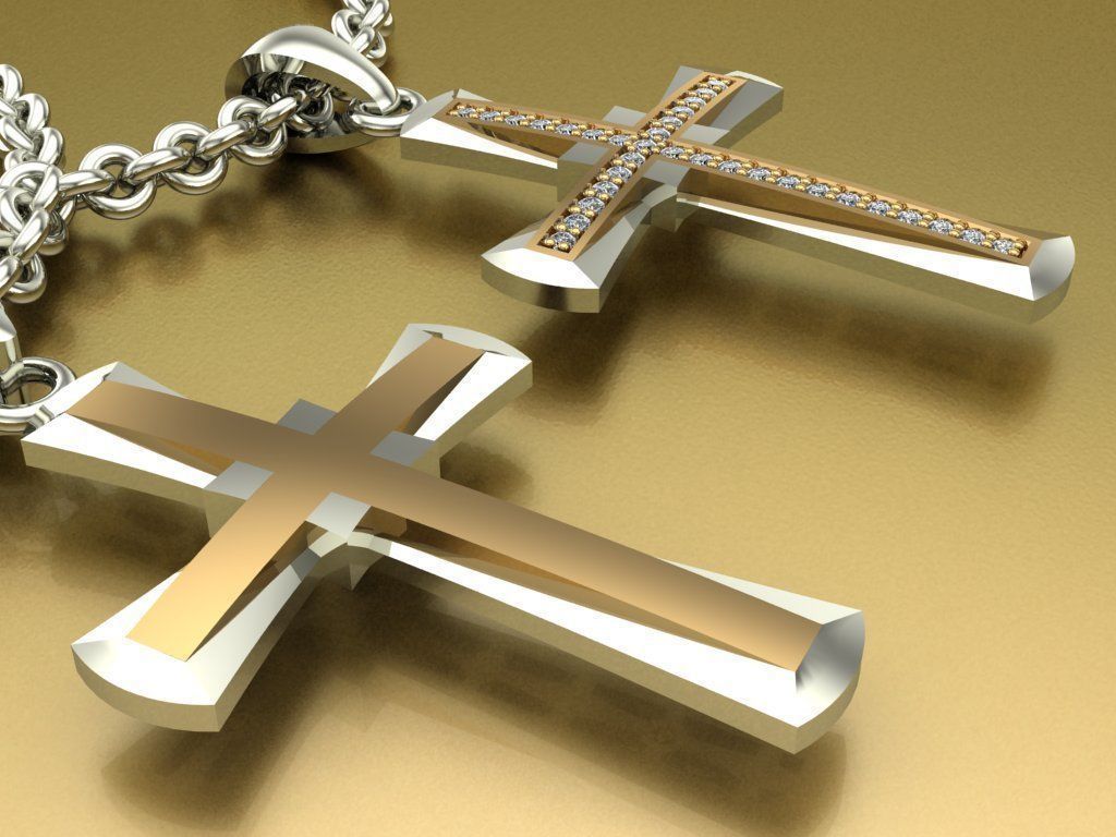 Gold Cross Pendant Men 3D print model_1