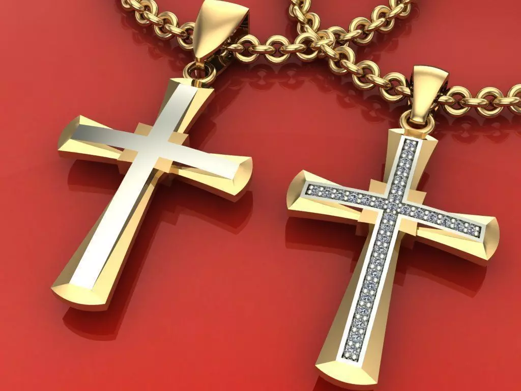 Gold Cross Pendant Men 3D print model_0