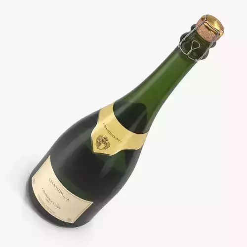 French Champagne Bottle Generic Foil Top Removed 3D model