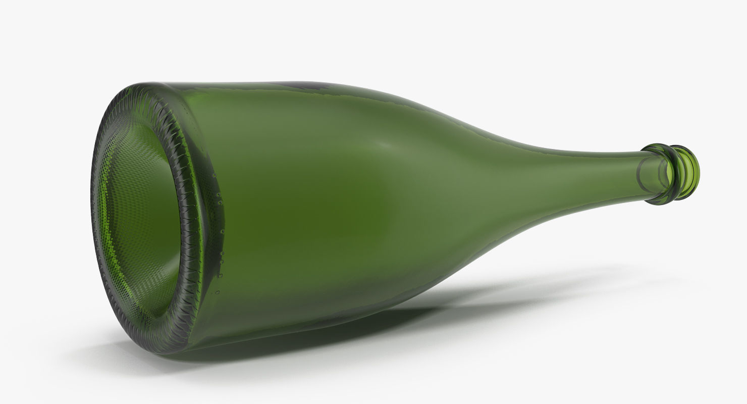 French Champagne Bottle Generic Foil Top Removed 3D model_10