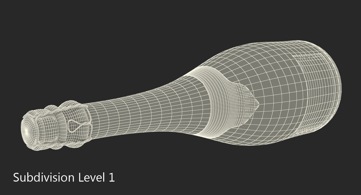 French Champagne Bottle Generic Foil Top Removed 3D model_12