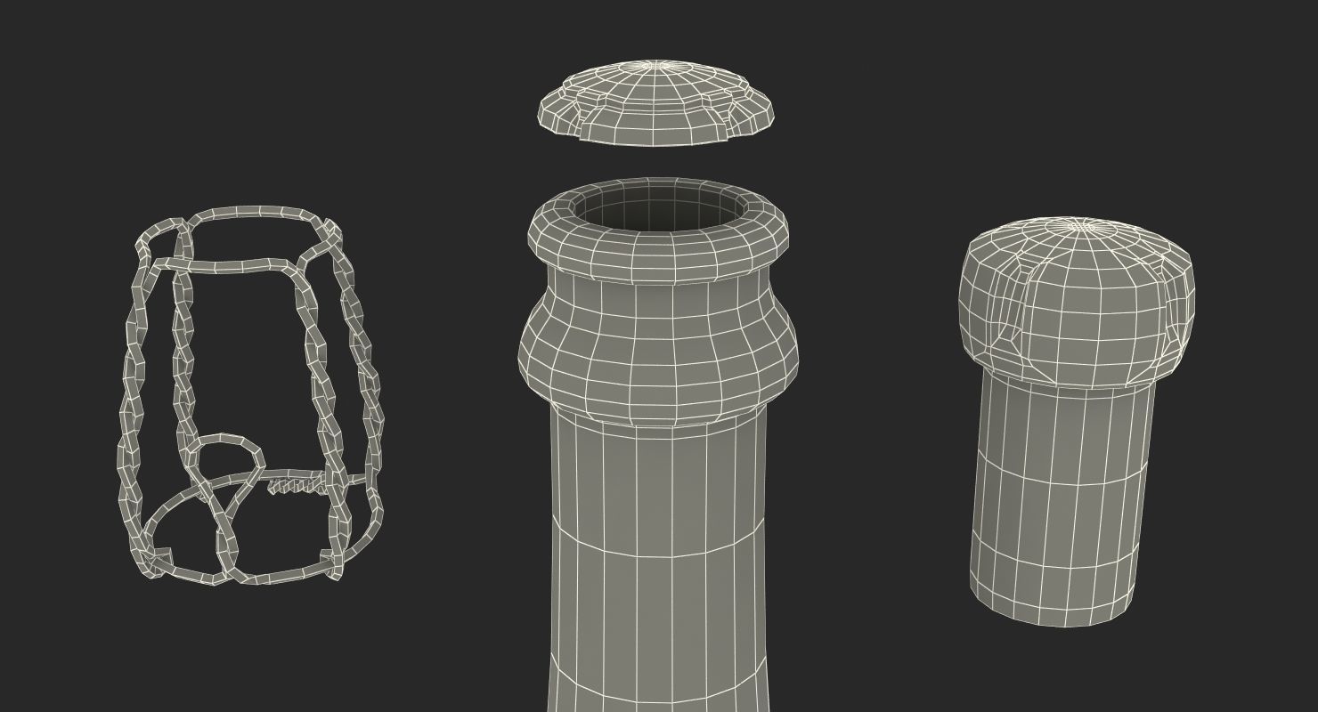 French Champagne Bottle Generic Foil Top Removed 3D model_17