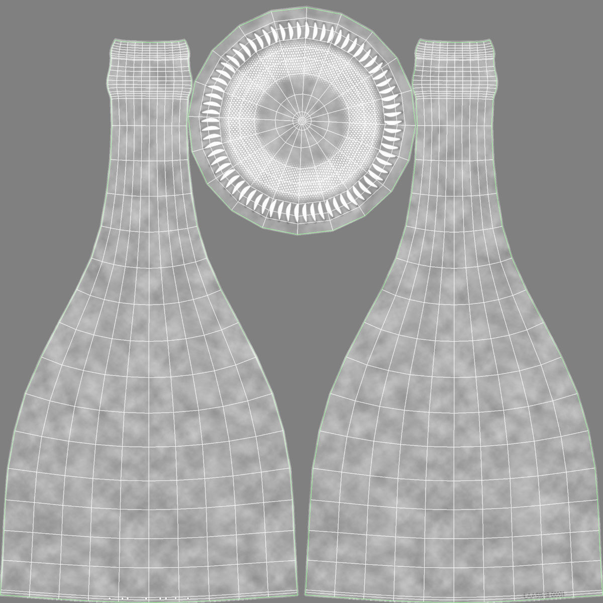 French Champagne Bottle Generic Foil Top Removed 3D model_13