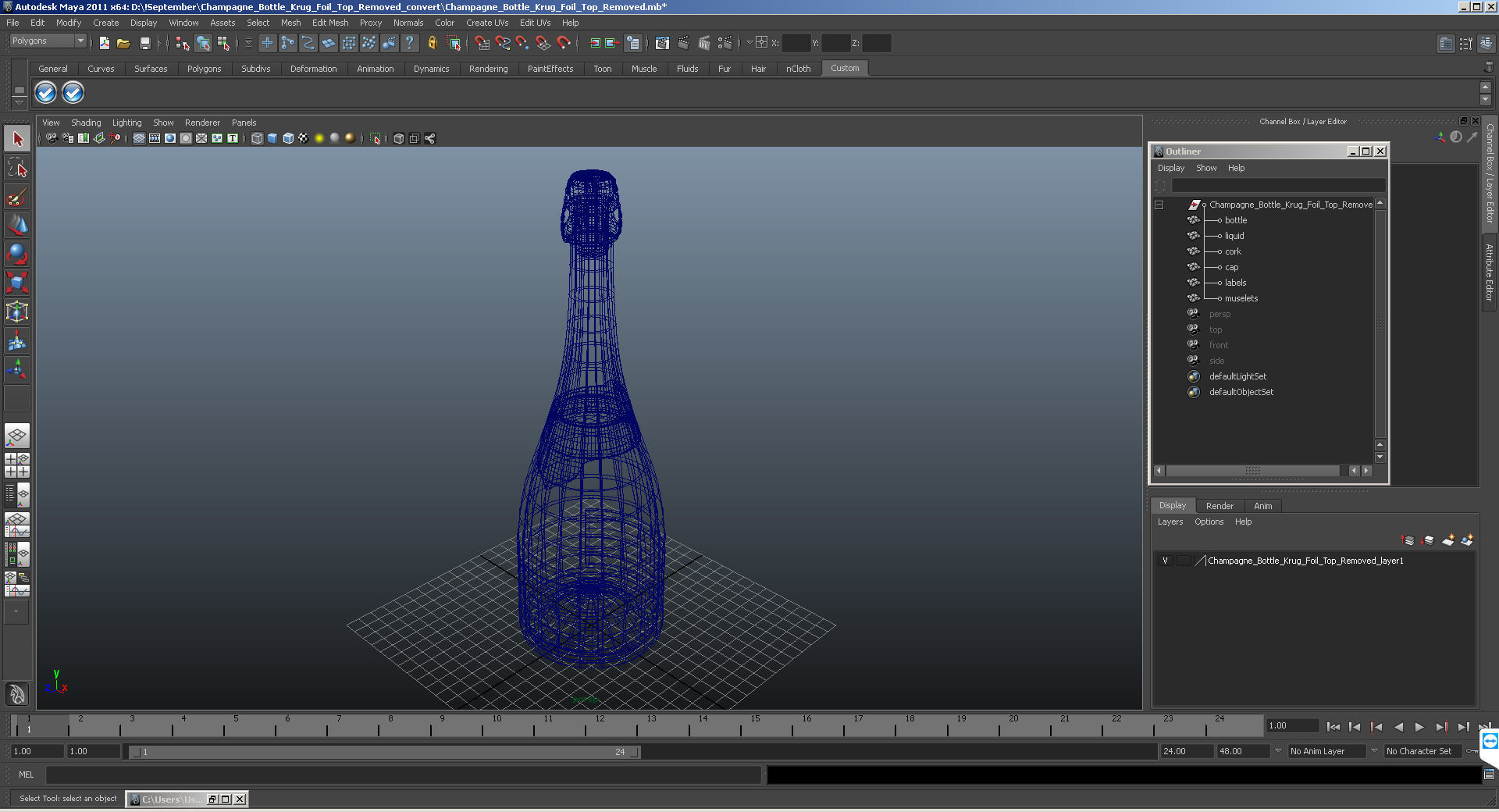 French Champagne Bottle Generic Foil Top Removed 3D model_21