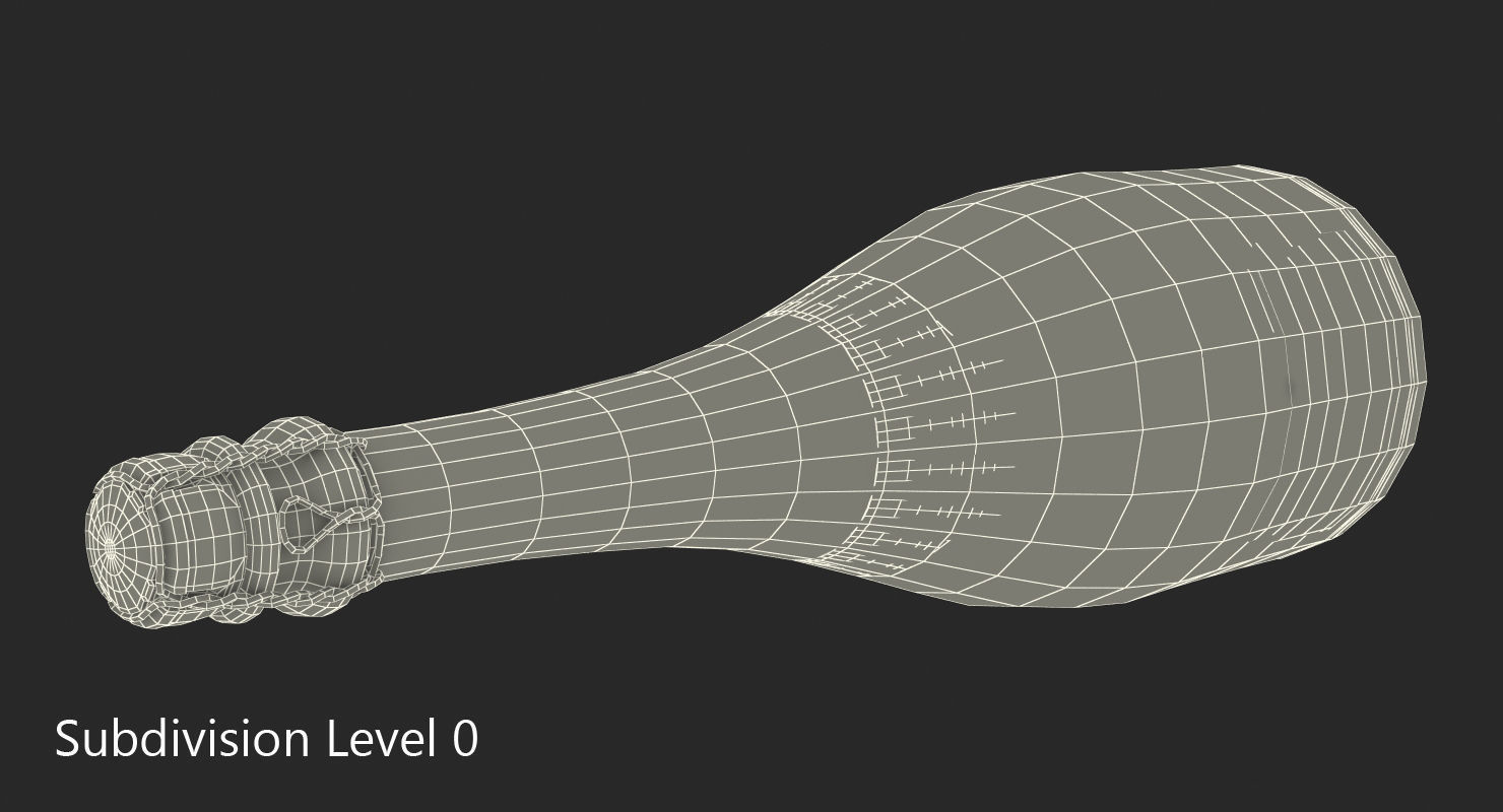 French Champagne Bottle Generic Foil Top Removed 3D model_11