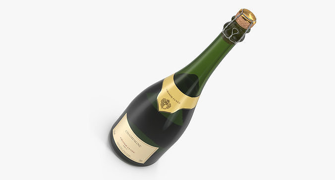 French Champagne Bottle Generic Foil Top Removed 3D model 2