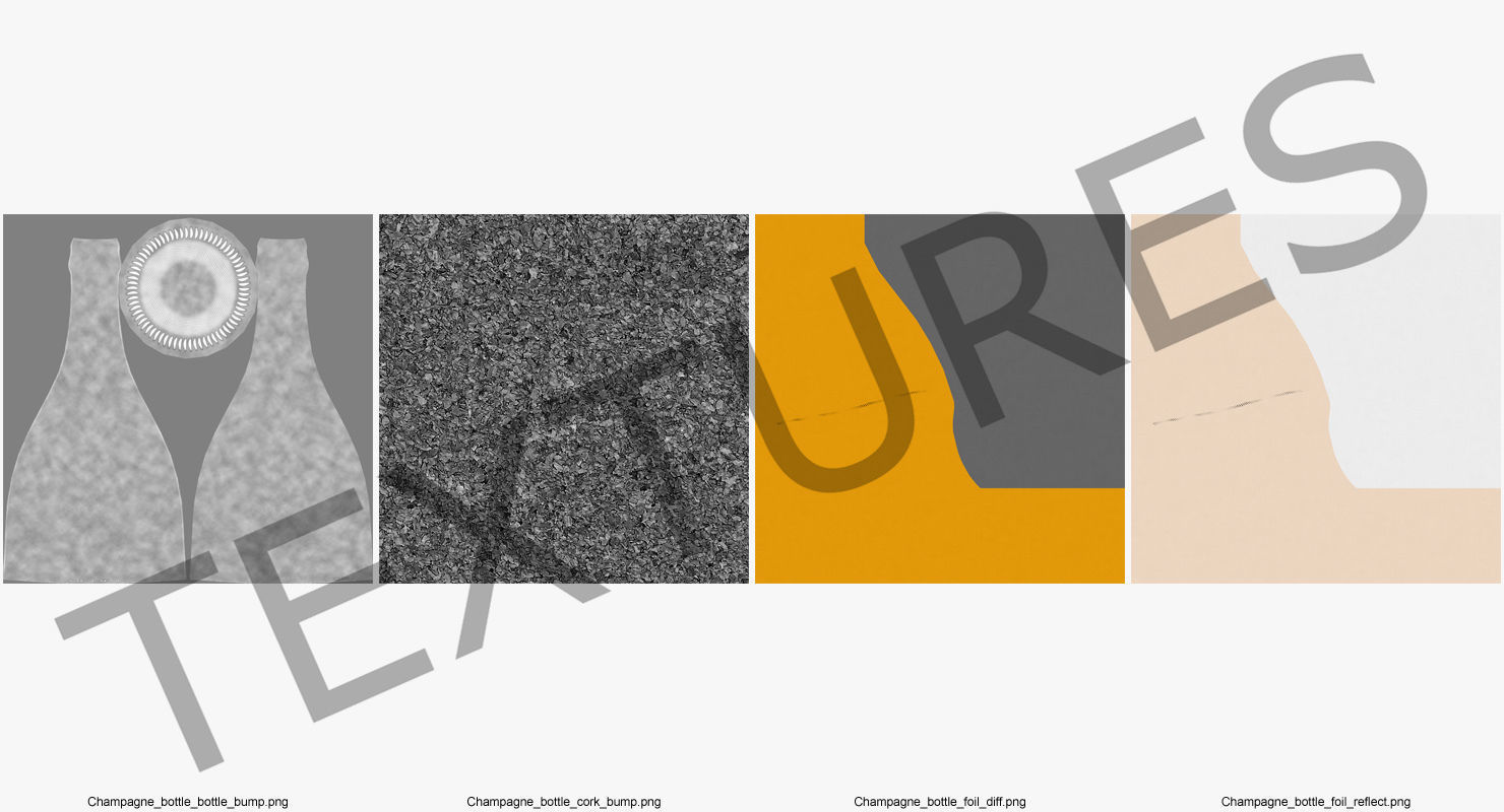 French Champagne Bottle Generic Foil Top Removed 3D model_14