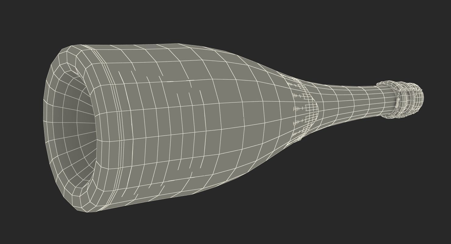 French Champagne Bottle Generic Foil Top Removed 3D model_16