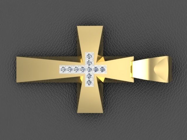 Golden Cross with Diamonds 3D print model 3D print model_1