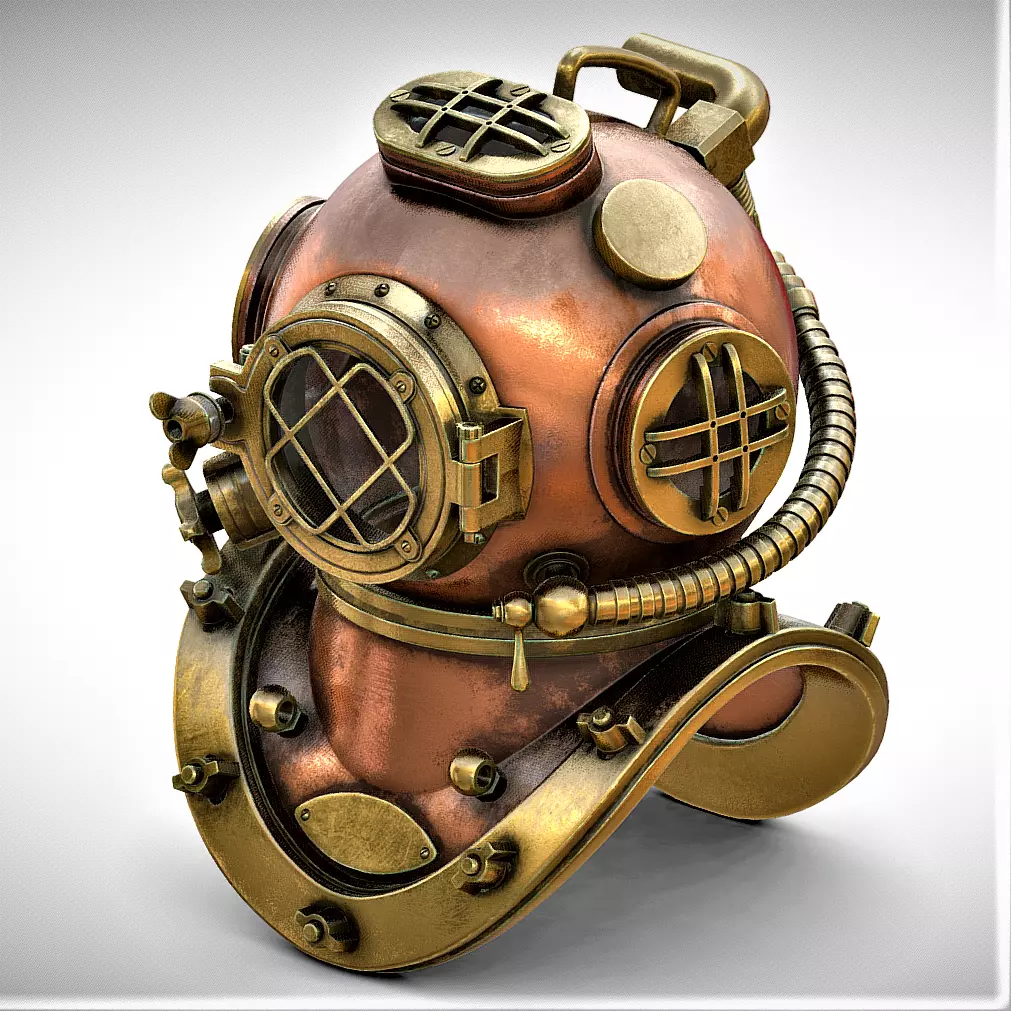 Old underwater hamlet Retro 3D model_0