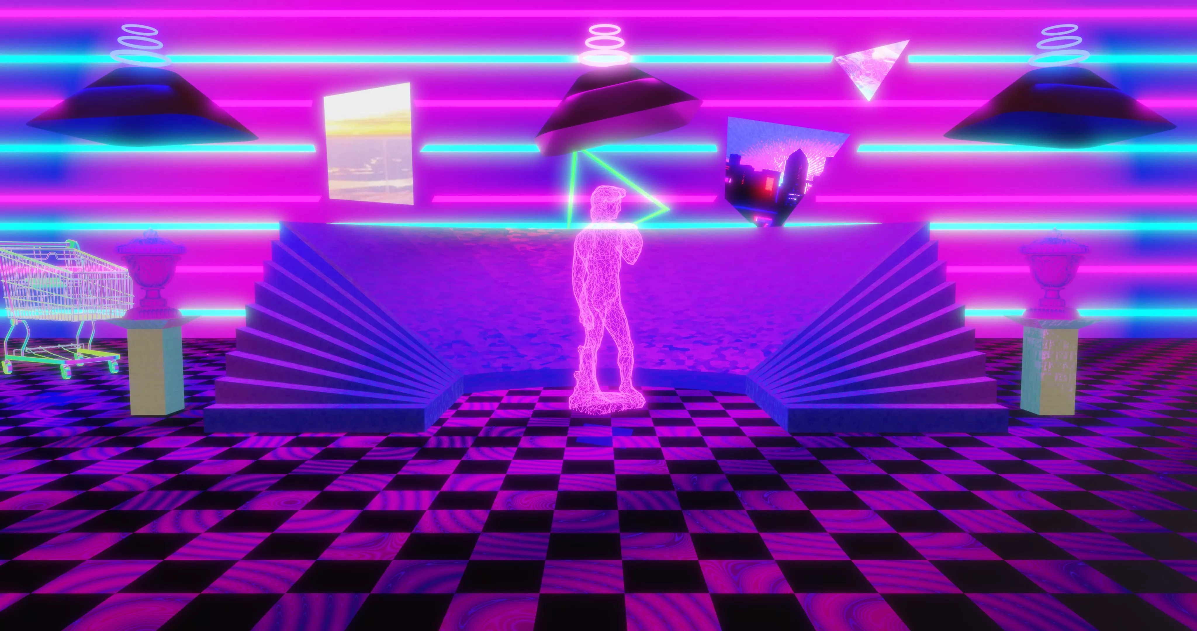 Customizable Vaporwave Scene Free 3D model