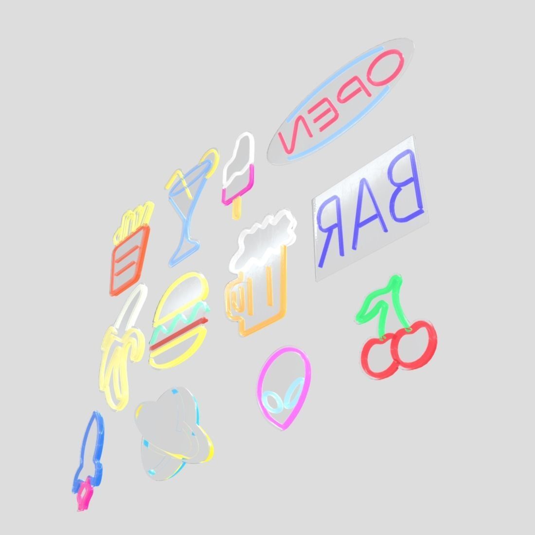 Neon Sign Pack 3 Low-poly 3D model_8