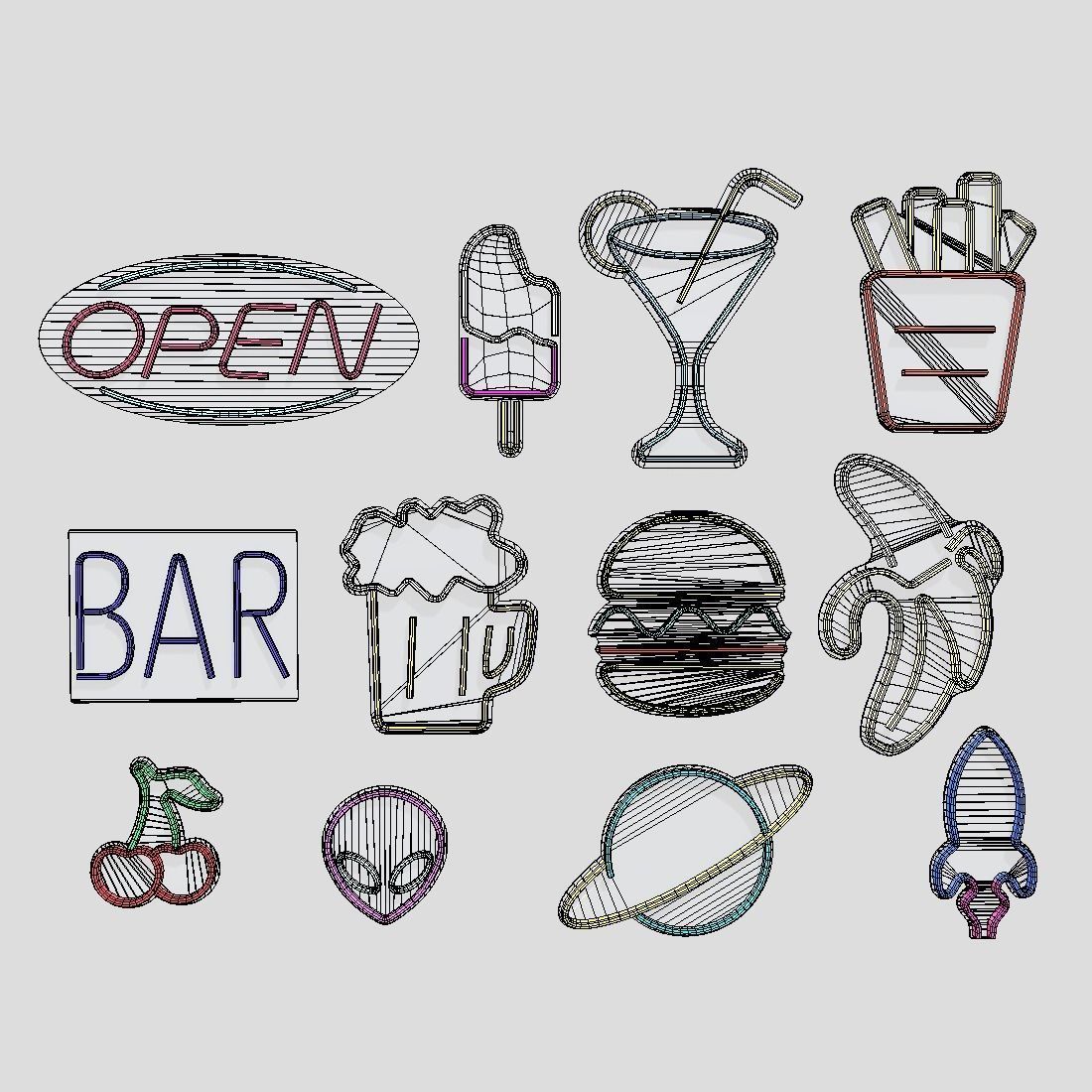 Neon Sign Pack 3 Low-poly 3D model_3