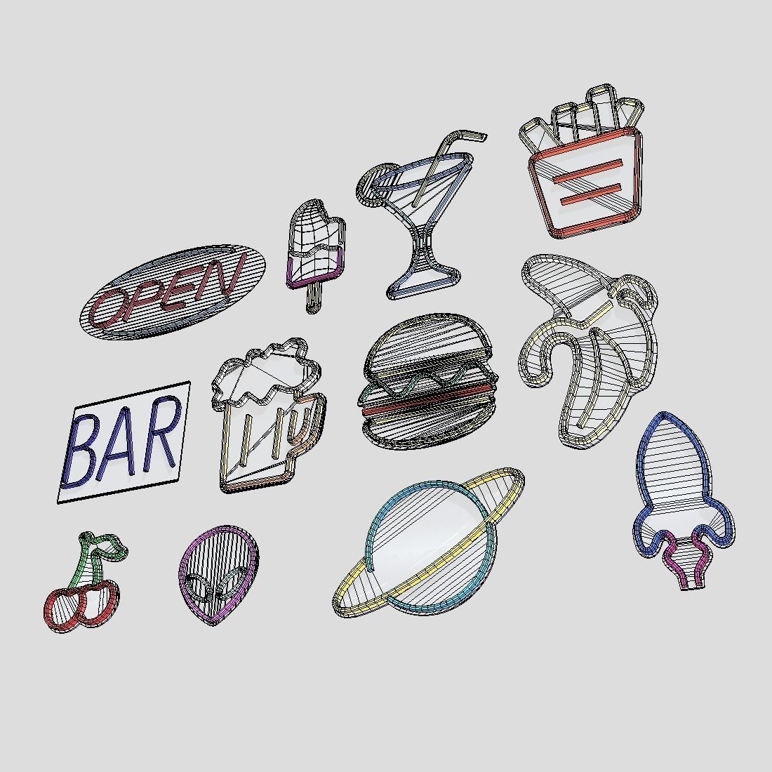 Neon Sign Pack 3 Low-poly 3D model_11