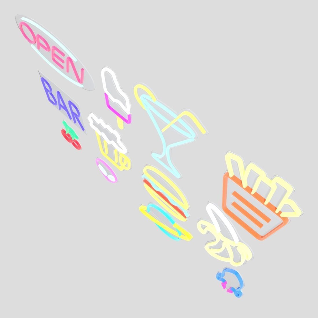 Neon Sign Pack 3 Low-poly 3D model_6