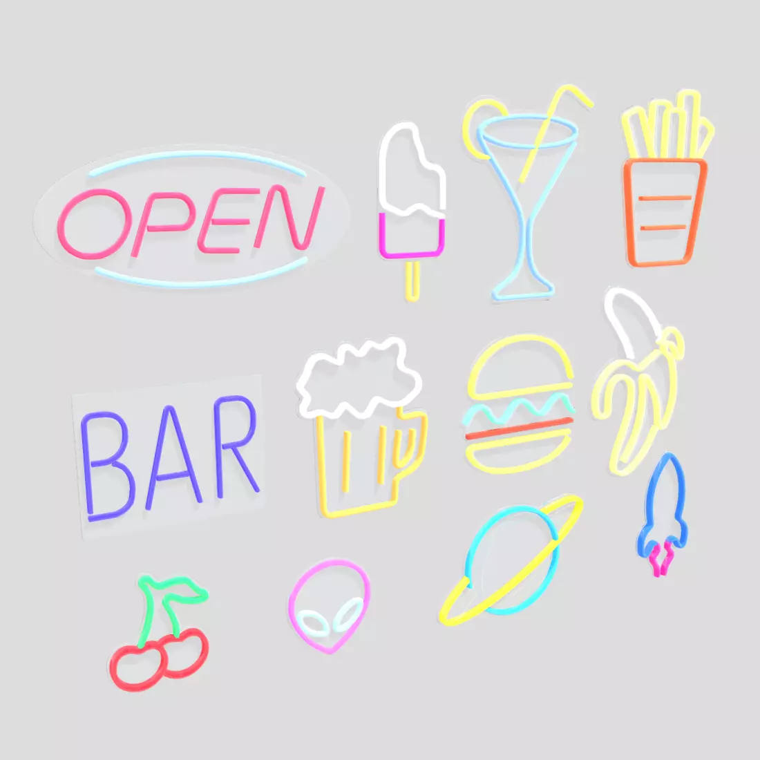 Neon Sign Pack 3 Low-poly 3D model_0