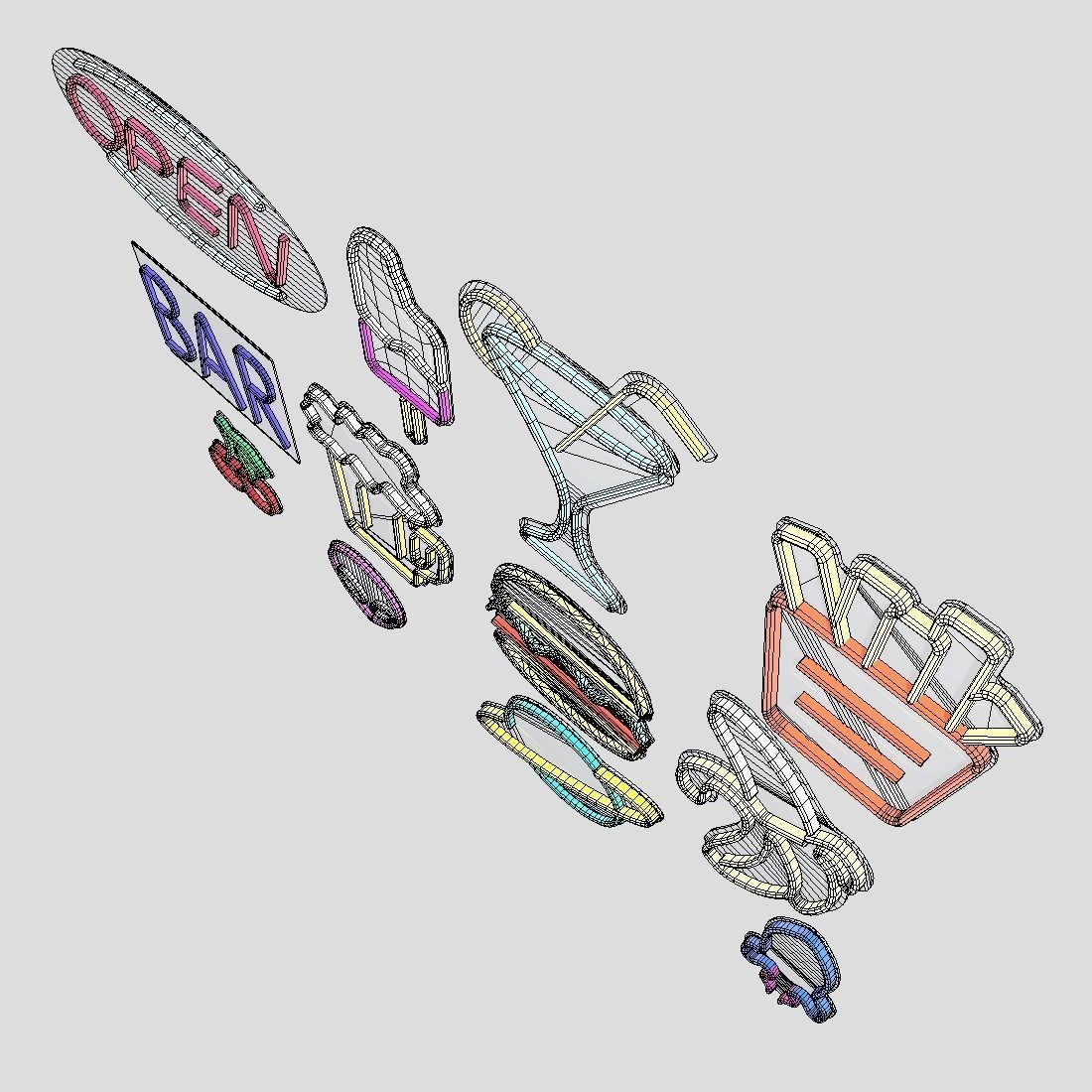 Neon Sign Pack 3 Low-poly 3D model_7