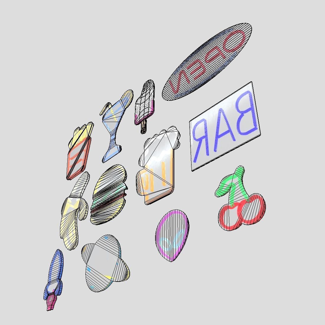 Neon Sign Pack 3 Low-poly 3D model_9