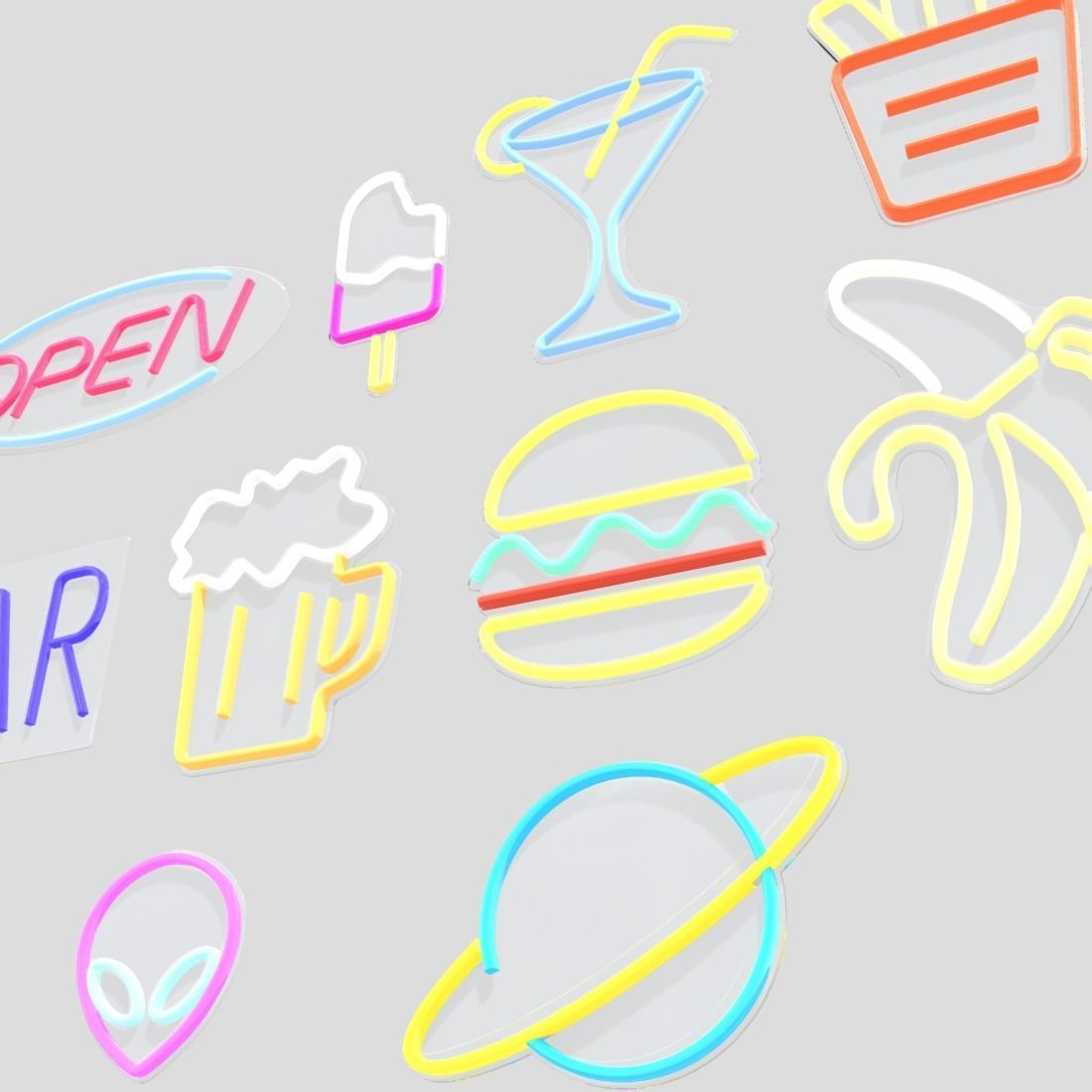 Neon Sign Pack 3 Low-poly 3D model_12