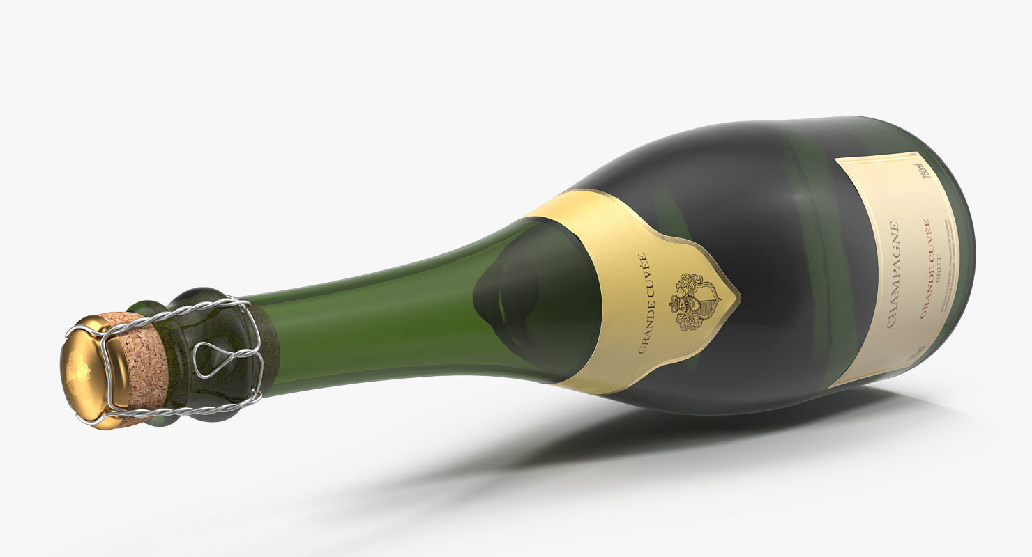 French Champagne Bottle Generic 3D model_6