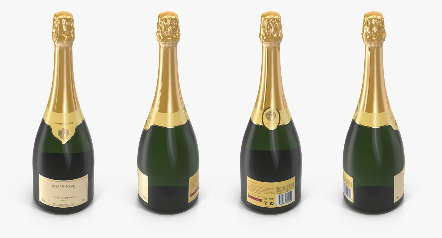 French Champagne Bottle Generic 3D model_4