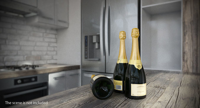 French Champagne Bottle Generic 3D model 3