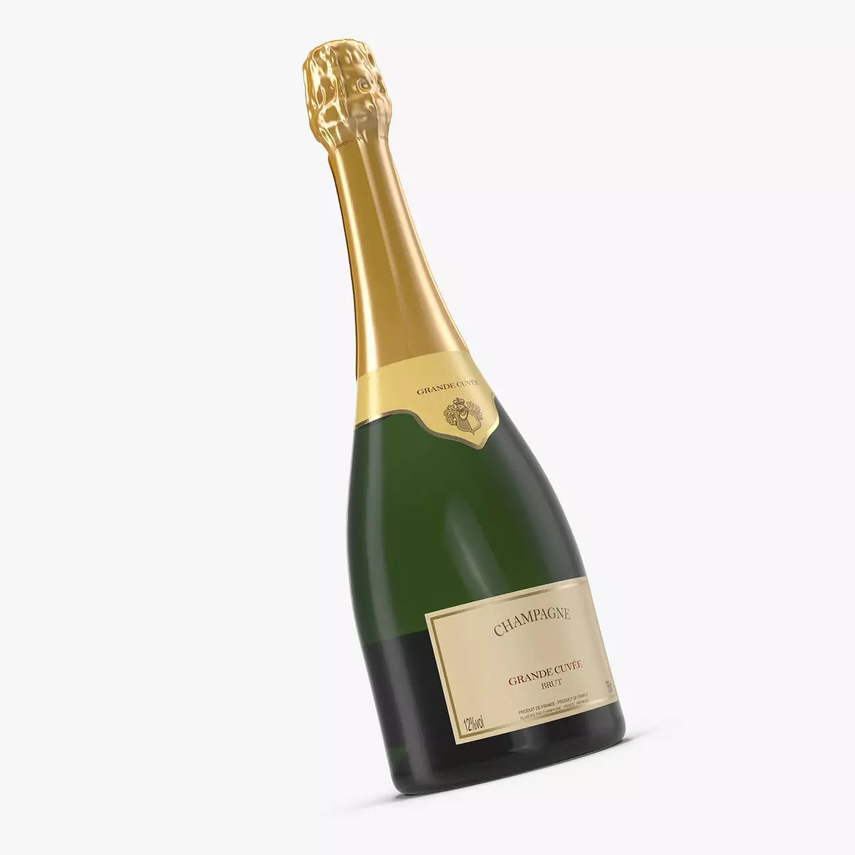 French Champagne Bottle Generic 3D model_0