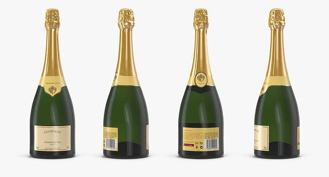 French Champagne Bottle Generic 3D model 4