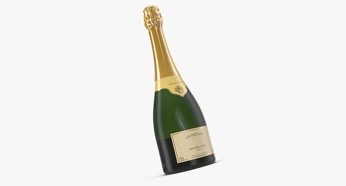 French Champagne Bottle Generic 3D model 2