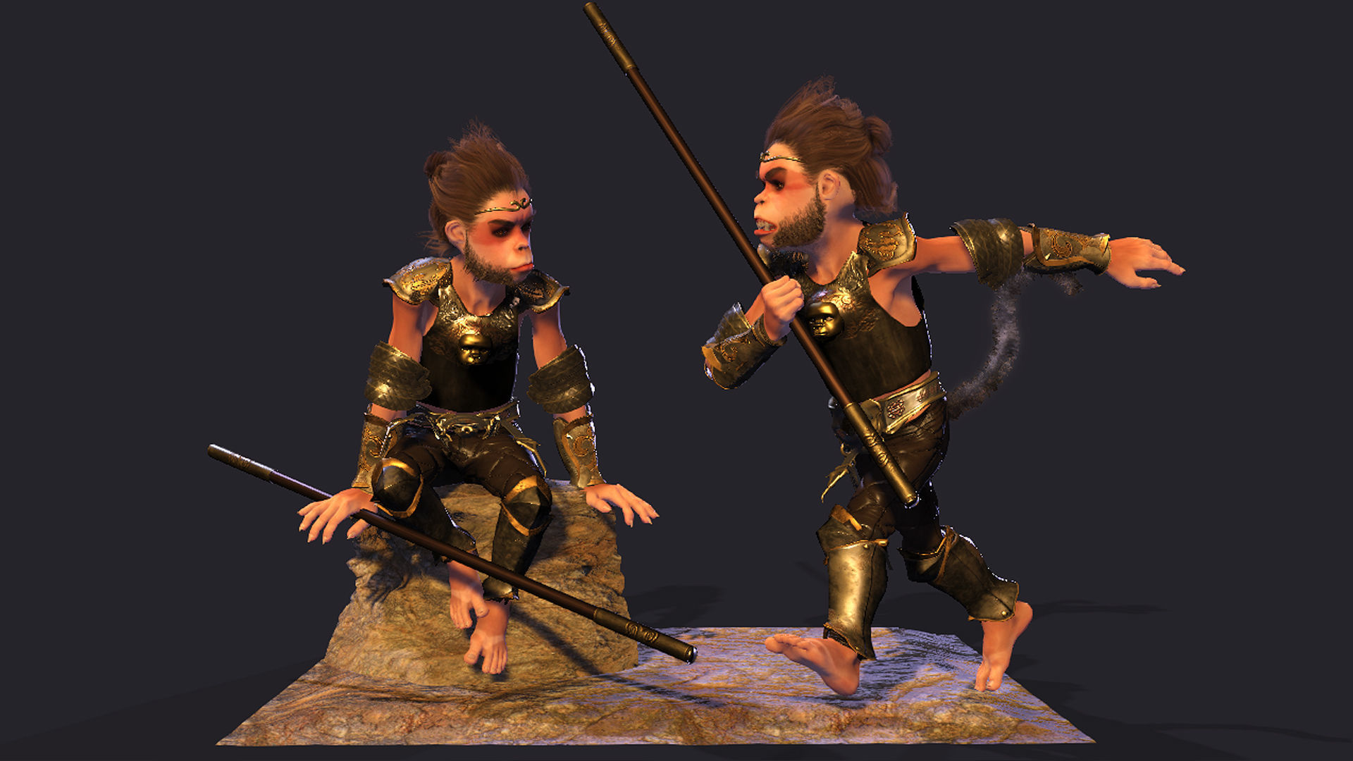 Monkey King High quality character full Rigged and Animated 3D model_7